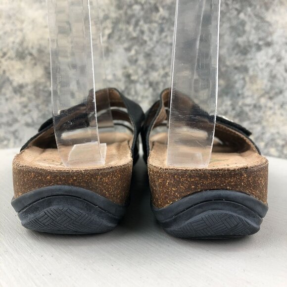 Dansko Womens Size 38 (7.5-8) Janie Black Leather Open Toe Strappy Slide Sandals - Picture 8 of 15